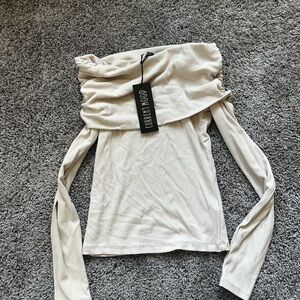 Current Mood Cream Off-Shoulder Blouse